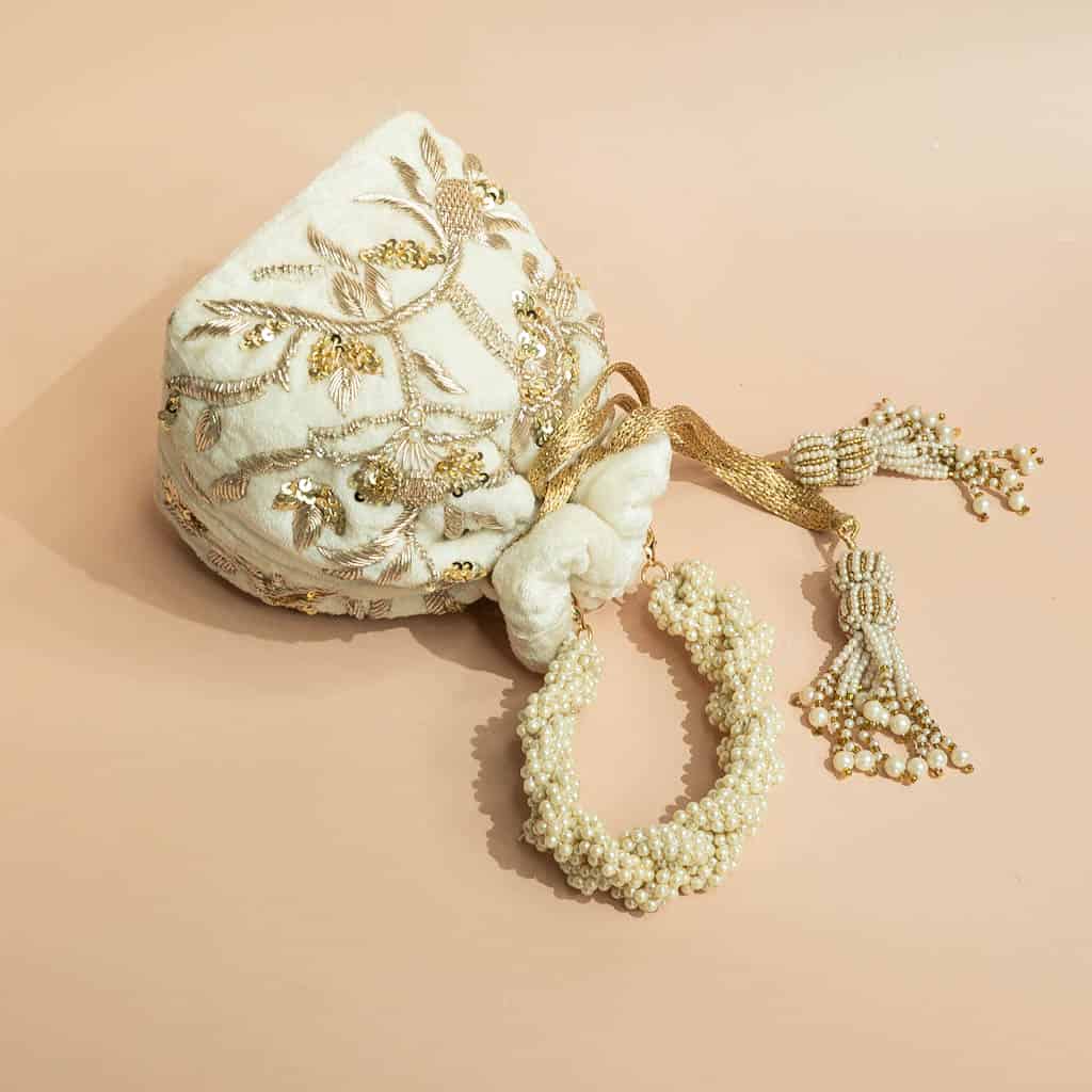 Layla Potli Bag (Ivory Velvet)