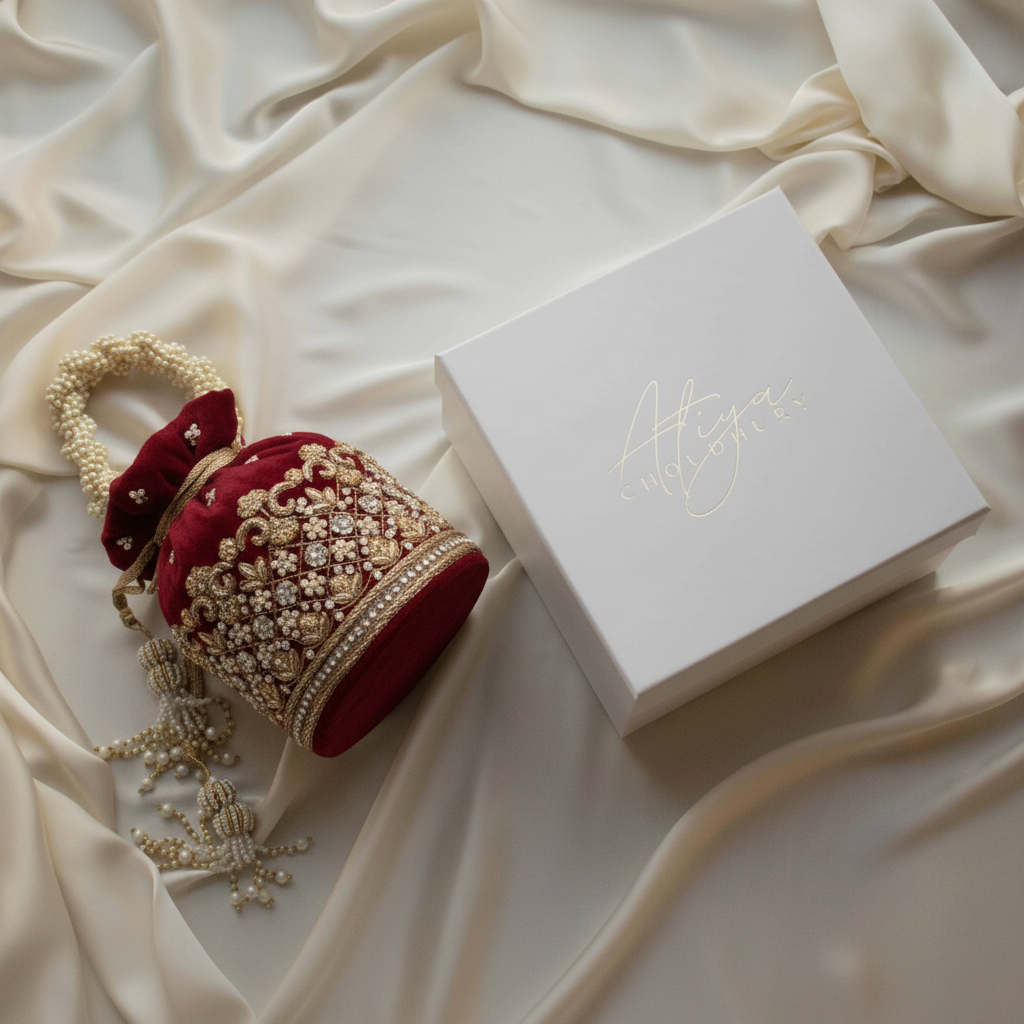 Ruby Potli Bag (Red Maroon Velvet)