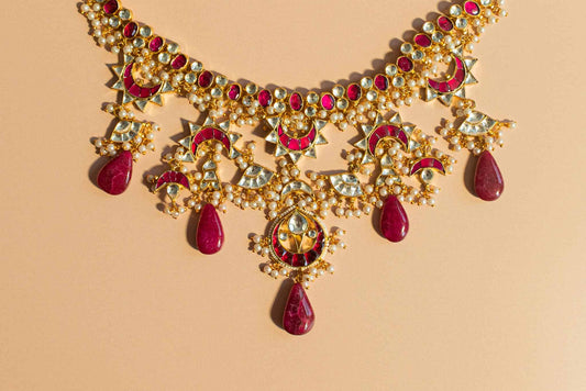 Magenta Kundan Set