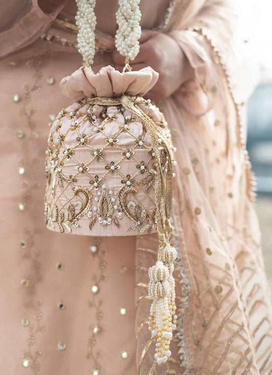 Isha Potli Bag (Nude Pink Silk)