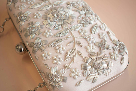 PRE-ORDER - ASHA (Nude Pink with Silver Embroidery)