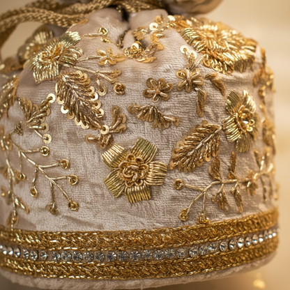 Anaya Potli Bag (Soft Champagne Velvet)