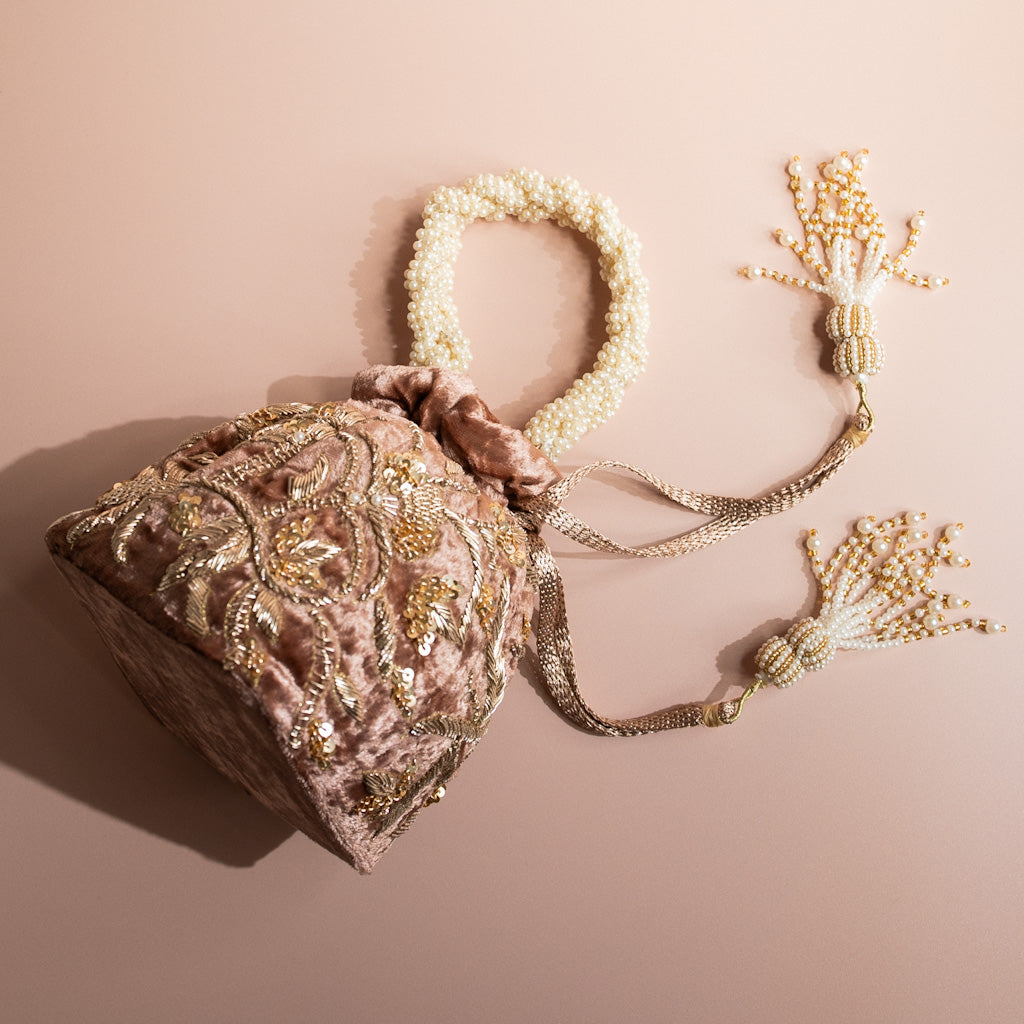 Layla Potli Bag (Mocha Brown Velvet)