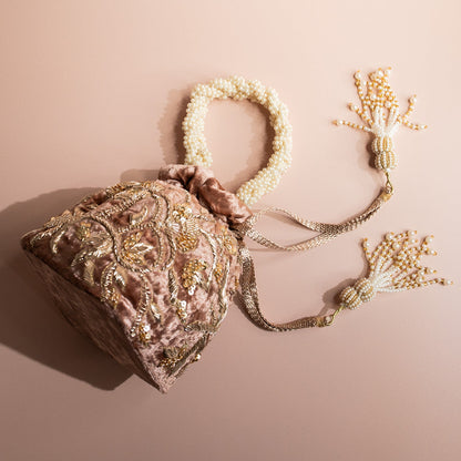 Layla Potli Bag (Mocha Brown Velvet)
