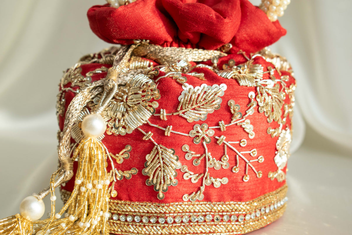 Anaya Potli Bag (Red Silk)