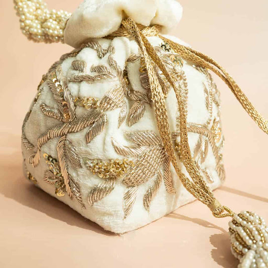 Layla Potli Bag (Ivory Velvet)