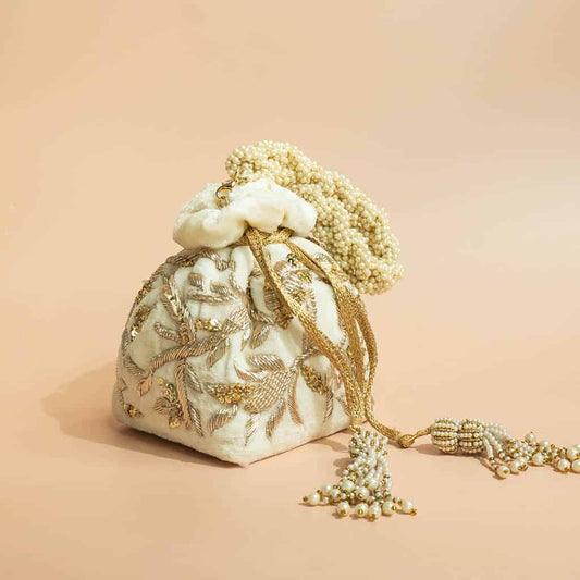 Layla Potli Bag (Ivory Velvet)