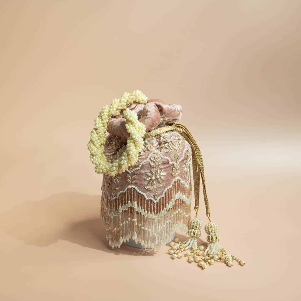 Ela Potli Bag (Dusky Pink Velvet)