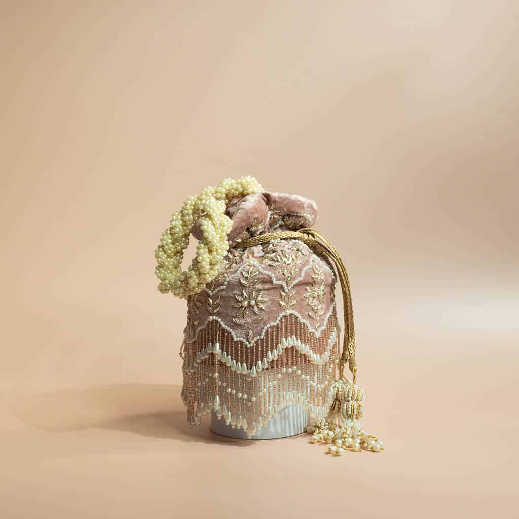 Ela Potli Bag (Dusky Pink Velvet)