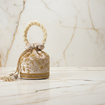 Anaya Potli Bag (Soft Champagne Velvet)