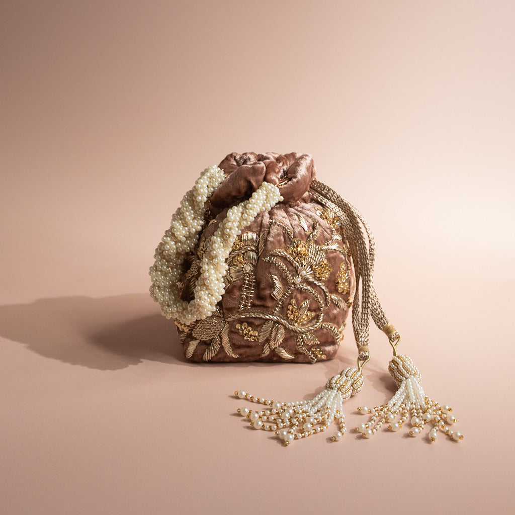 Layla Potli Bag (Mocha Brown Velvet)
