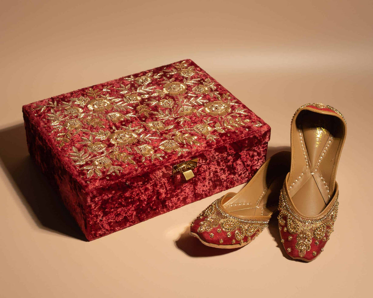 PRE-ORDER - Ahana Trousseau Box (Maroon Velvet)