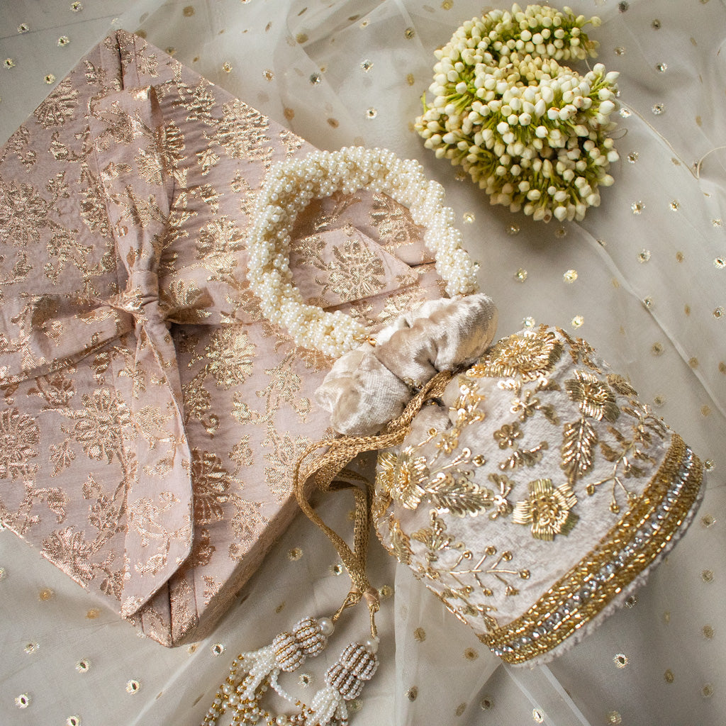 Anaya Potli Bag (Soft Champagne Velvet)