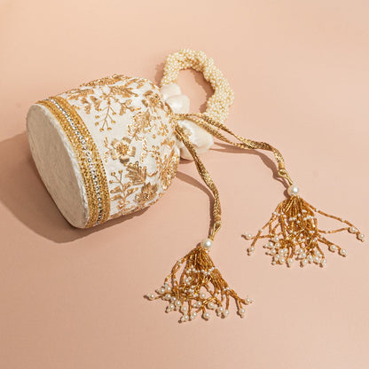 Anaya Potli Bag (Cream Velvet)
