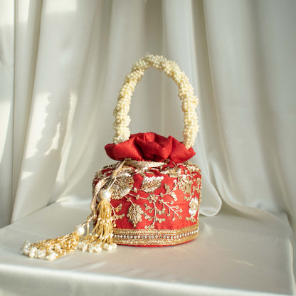 Anaya Potli Bag (Red Silk)