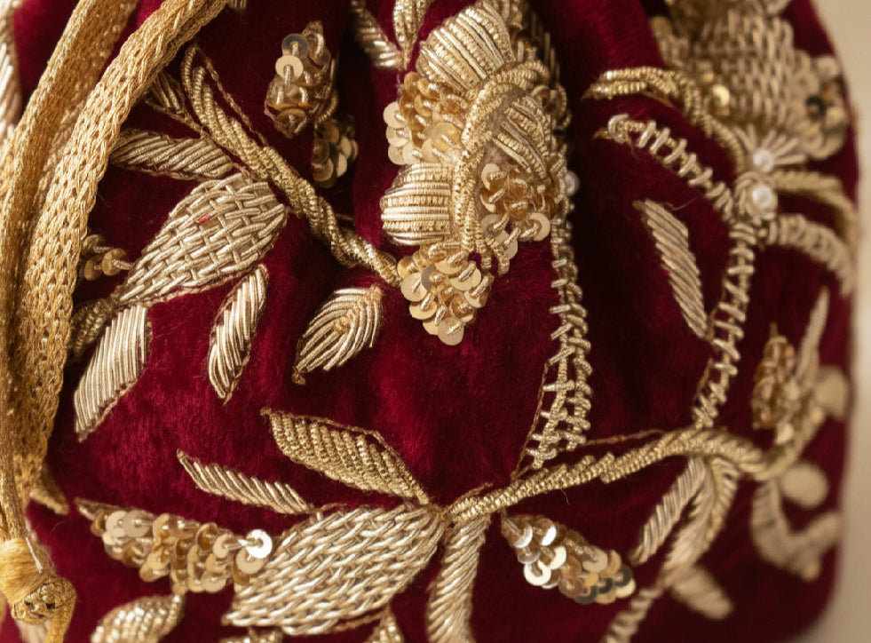 Layla Potli Bag (Maroon Velvet)