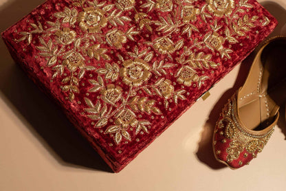 PRE-ORDER - Ahana Trousseau Box (Maroon Velvet)