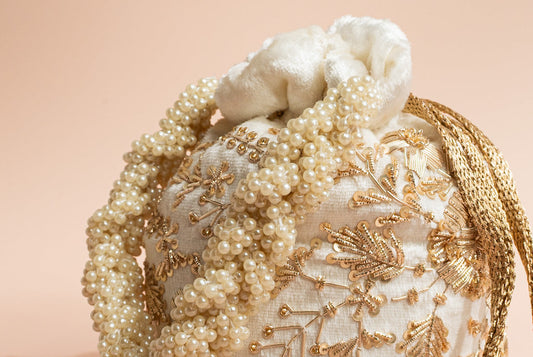 Anaya Potli Bag (Cream Velvet)