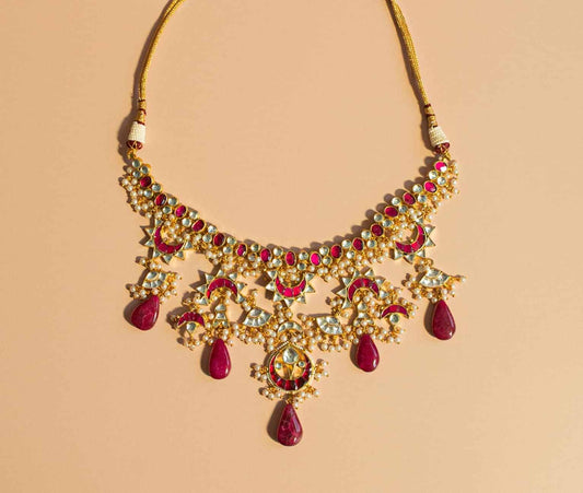Magenta Kundan Set