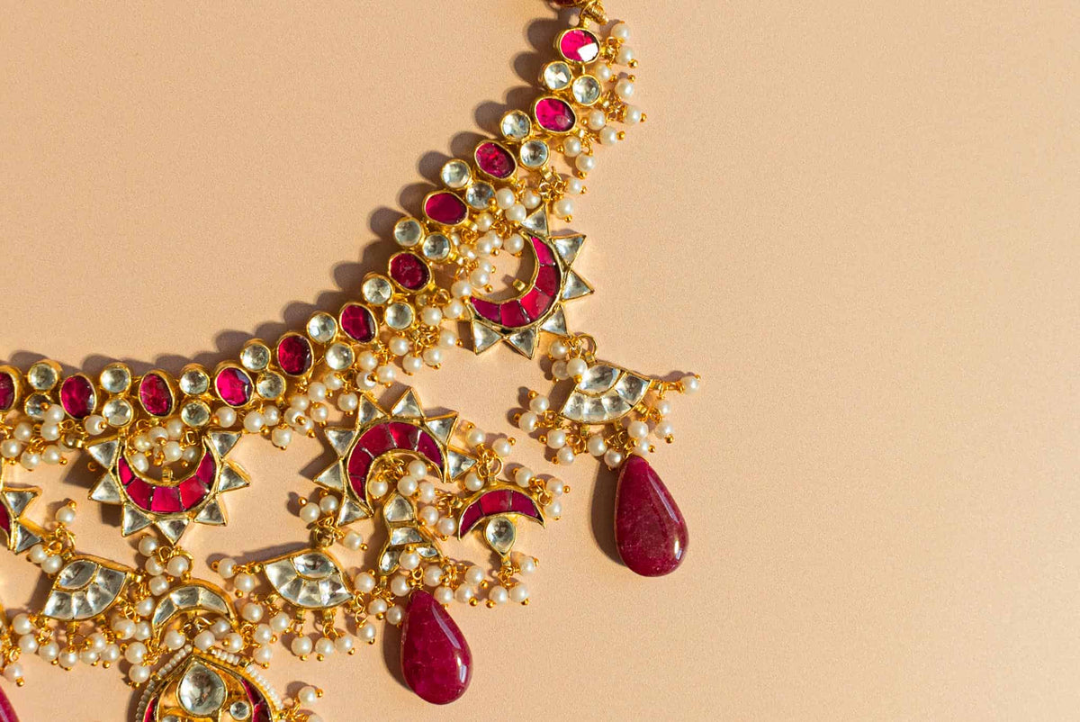 Magenta Kundan Set