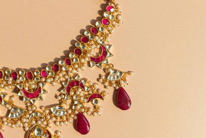 Magenta Kundan Set