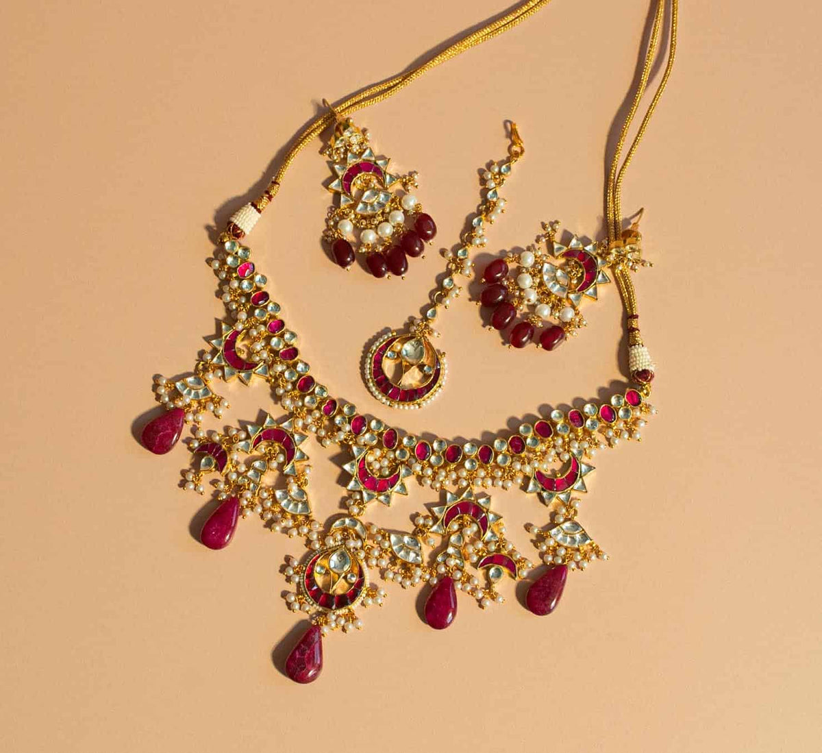 Magenta Kundan Set