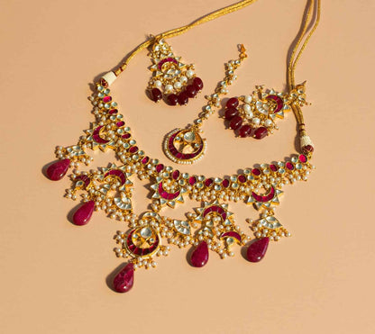 Magenta Kundan Set