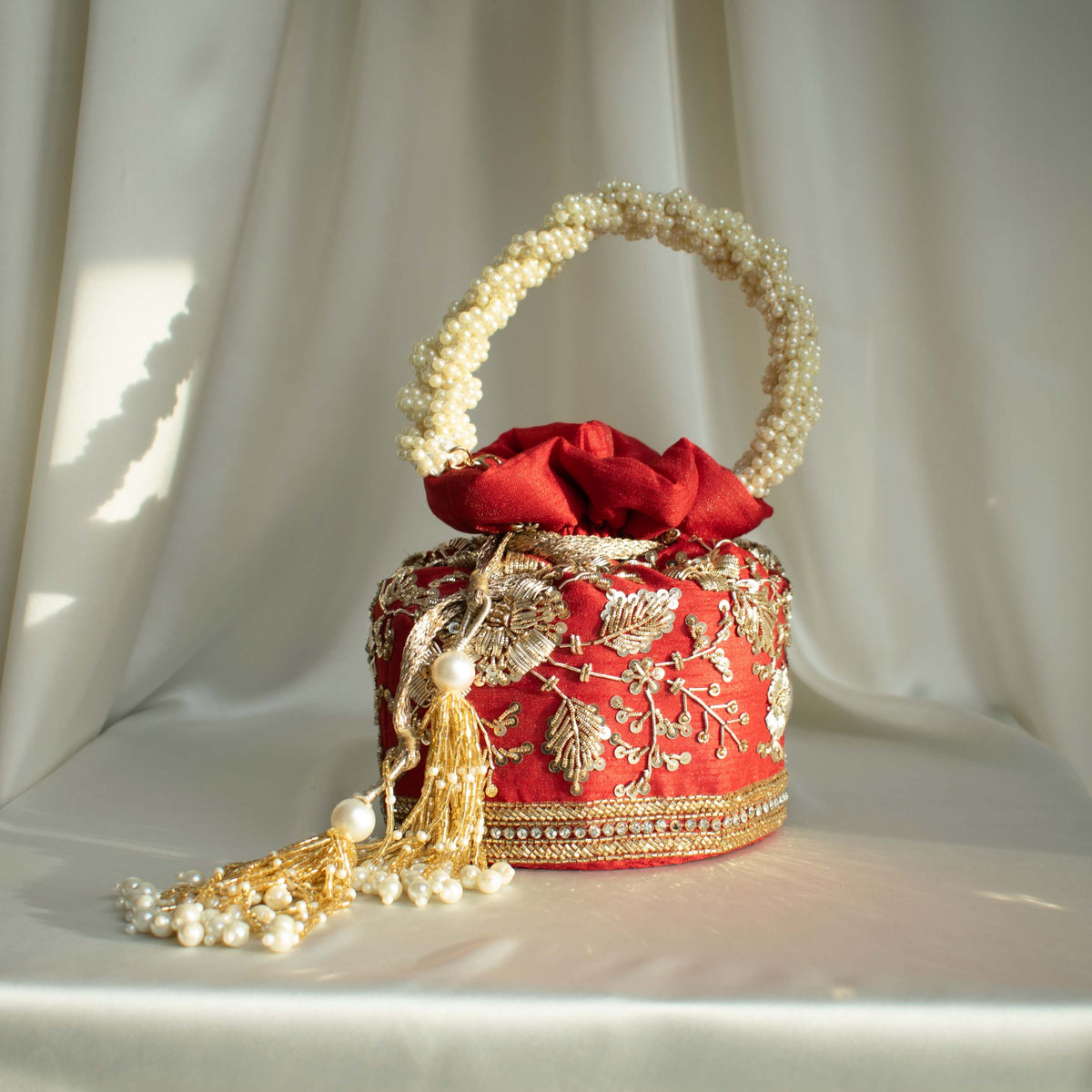 Anaya Potli Bag (Red Silk)