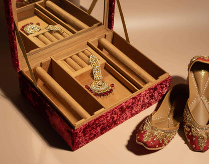 PRE-ORDER - Ahana Trousseau Box (Maroon Velvet)