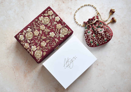 PRE-ORDER - Anaya Trousseau Box (Deep Maroon Velvet)