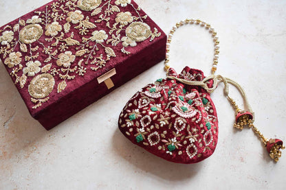 PRE-ORDER - Anaya Trousseau Box (Deep Maroon Velvet)