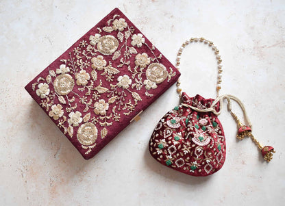 PRE-ORDER - Anaya Trousseau Box (Deep Maroon Velvet)