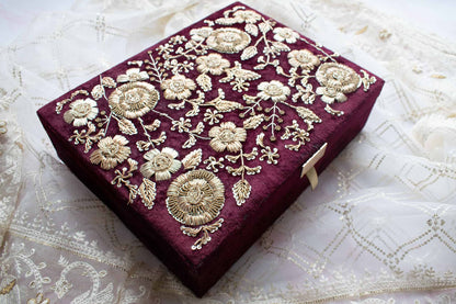 PRE-ORDER - Anaya Trousseau Box (Deep Maroon Velvet)