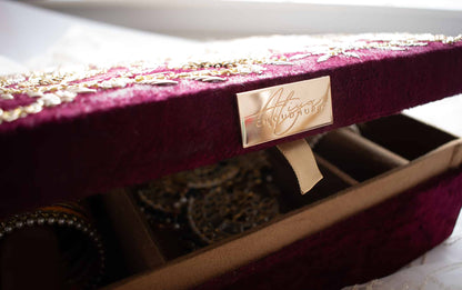 PRE-ORDER - Amna Trousseau Box (Maroon Velvet)