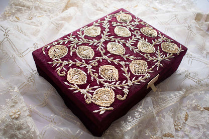 PRE-ORDER - Amna Trousseau Box (Maroon Velvet)