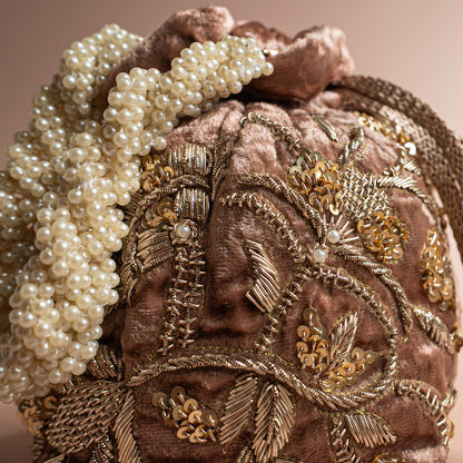 Layla Potli Bag (Mocha Brown Velvet)