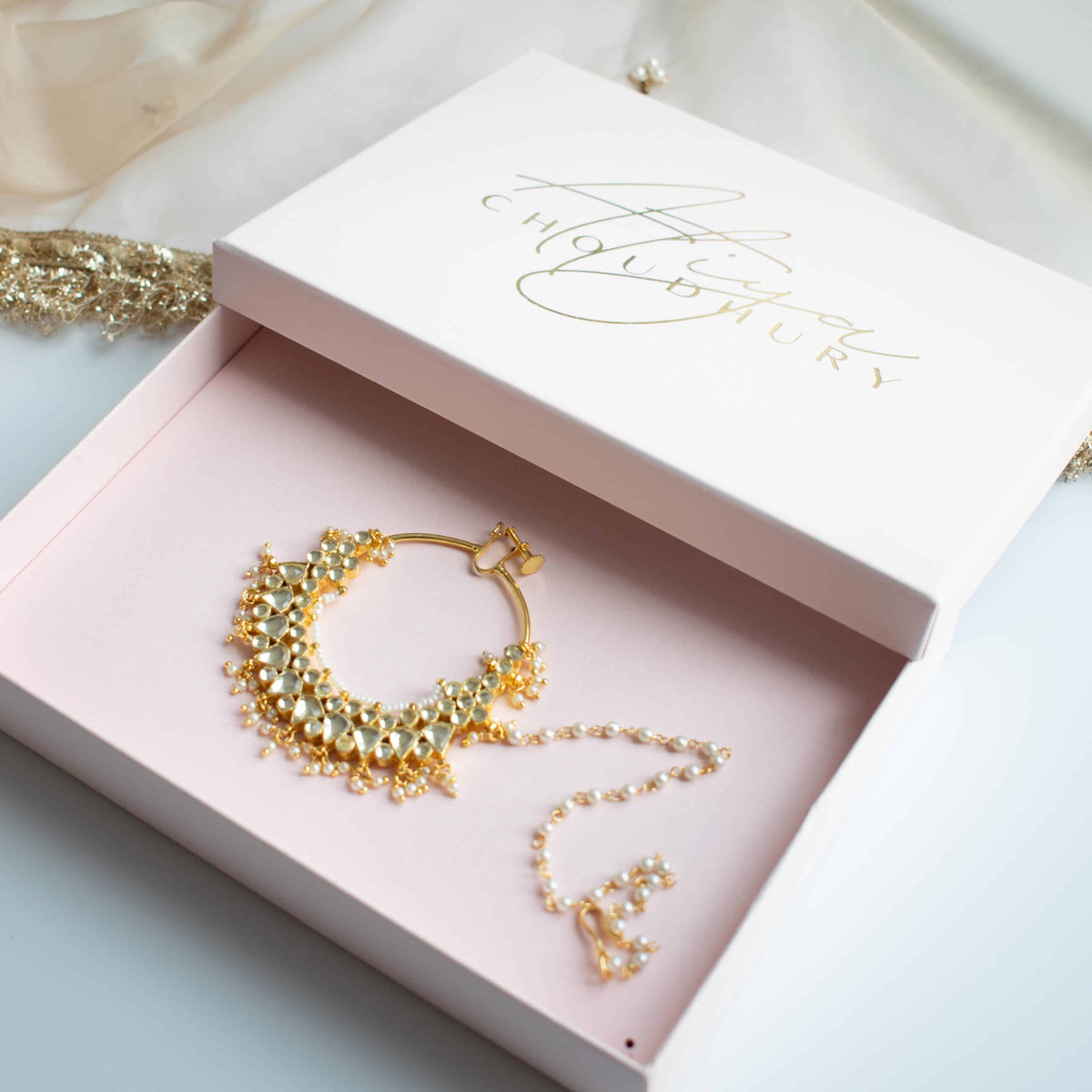 Isha Kundan Nose Ring