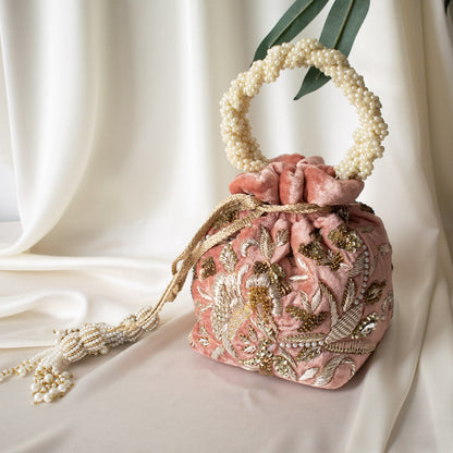 Alisha Potli Bag (Deep Maroon Velvet)