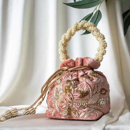 Alisha Potli Bag (Deep Maroon Velvet)