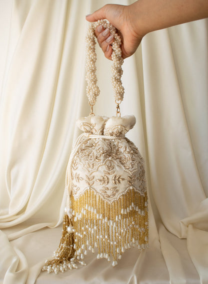 Ela Potli Bag (Ivory Velvet)