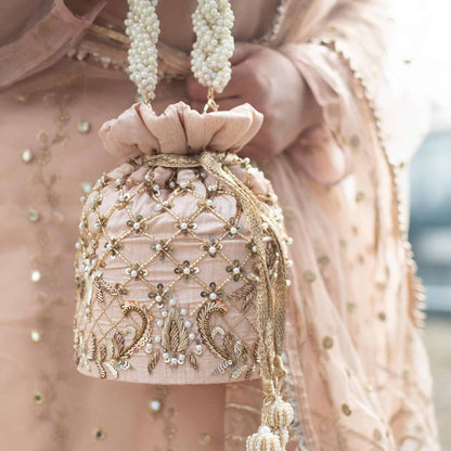 Isha Potli Bag (Nude Pink Silk)