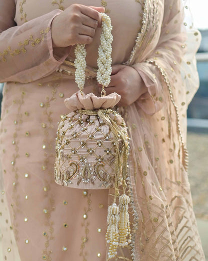 Isha Potli Bag (Nude Pink Silk)