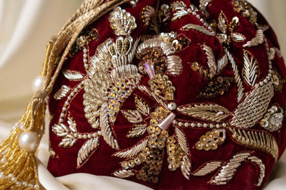 Alisha Potli Bag (Maroon Velvet)