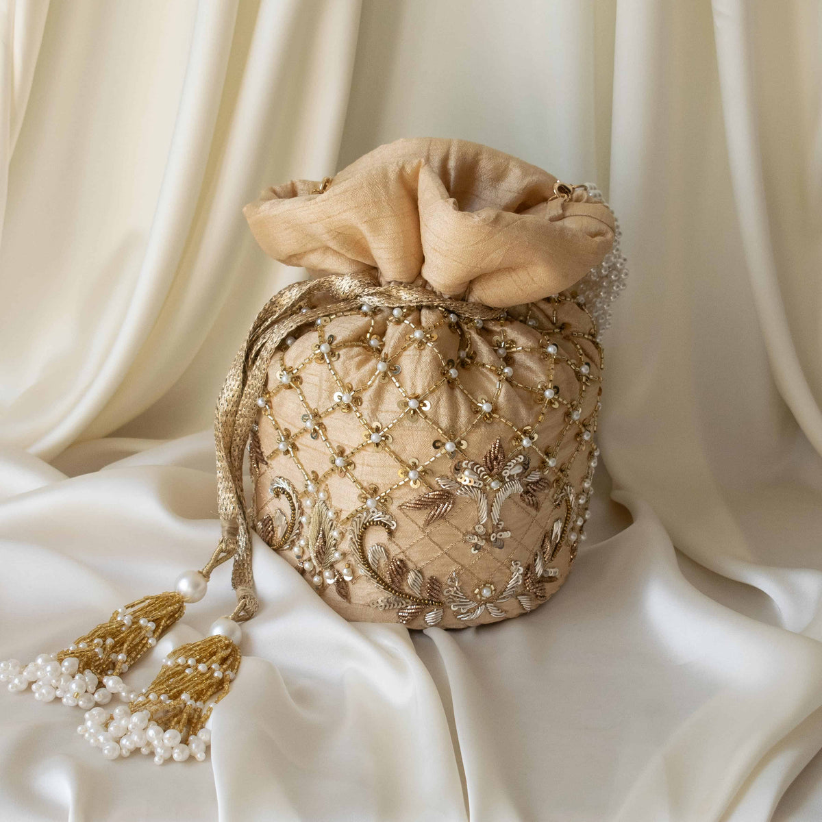 Isha Potli Bag (Gold Silk)