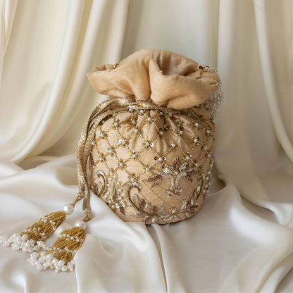 Isha Potli Bag (Gold Silk)