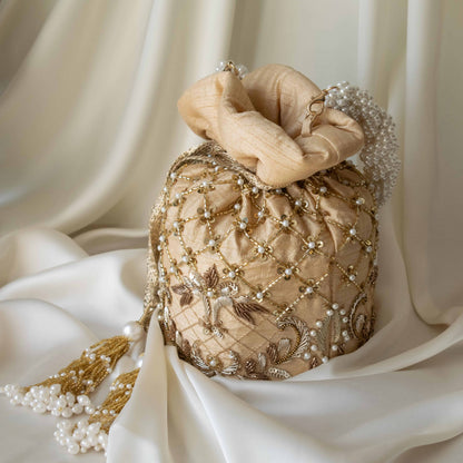 Isha Potli Bag (Gold Silk)