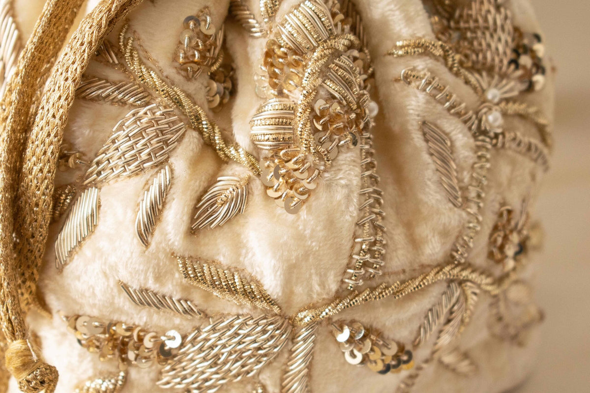 Layla Potli Bag (Cream Velvet)
