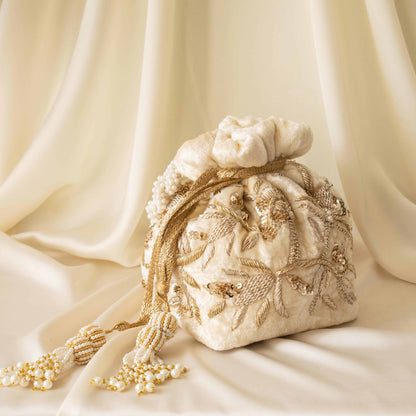 Layla Potli Bag (Cream Velvet)