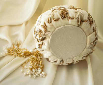 Peony Potli Bag (Cream Velvet)