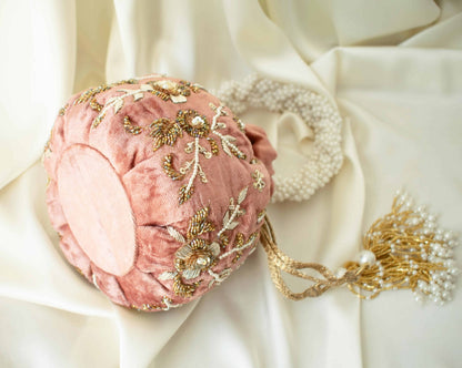 Peony Potli Bag (Dusky Pink Velvet)